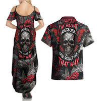 I'm Blunt Because God Rolled Me That Way Skull Couples Matching Summer Maxi Dress and Hawaiian Shirt - Wonder Print Shop