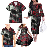 I'm Blunt Because God Rolled Me That Way Skull Family Matching Off Shoulder Long Sleeve Dress and Hawaiian Shirt - Wonder Print Shop