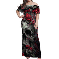 I'm Blunt Because God Rolled Me That Way Skull Off Shoulder Maxi Dress - Wonder Print Shop