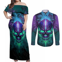 You My Friend Should Have Been Swallowed Skull Couples Matching Off Shoulder Maxi Dress and Long Sleeve Button Shirts - Wonder Print Shop