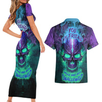 You My Friend Should Have Been Swallowed Skull Couples Matching Short Sleeve Bodycon Dress and Hawaiian Shirt - Wonder Print Shop