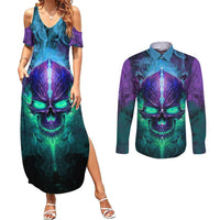 You My Friend Should Have Been Swallowed Skull Couples Matching Summer Maxi Dress and Long Sleeve Button Shirts - Wonder Print Shop