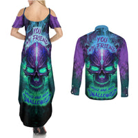 You My Friend Should Have Been Swallowed Skull Couples Matching Summer Maxi Dress and Long Sleeve Button Shirts - Wonder Print Shop