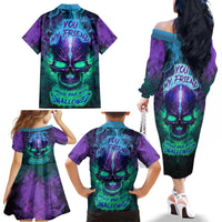 You My Friend Should Have Been Swallowed Skull Family Matching Off Shoulder Long Sleeve Dress and Hawaiian Shirt - Wonder Print Shop