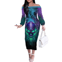 You My Friend Should Have Been Swallowed Skull Family Matching Off Shoulder Long Sleeve Dress and Hawaiian Shirt - Wonder Print Shop