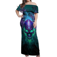 You My Friend Should Have Been Swallowed Skull Off Shoulder Maxi Dress - Wonder Print Shop