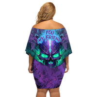 You My Friend Should Have Been Swallowed Skull Off Shoulder Short Dress - Wonder Print Shop