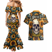 Shine Like A Sunflower Skull Couples Matching Mermaid Dress and Hawaiian Shirt - Wonder Print Shop