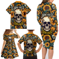 Shine Like A Sunflower Skull Family Matching Long Sleeve Bodycon Dress and Hawaiian Shirt - Wonder Print Shop