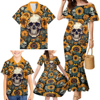 Shine Like A Sunflower Skull Family Matching Mermaid Dress and Hawaiian Shirt - Wonder Print Shop
