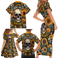 Shine Like A Sunflower Skull Family Matching Short Sleeve Bodycon Dress and Hawaiian Shirt - Wonder Print Shop