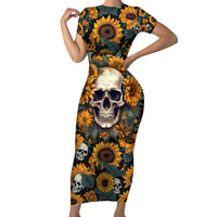 Shine Like A Sunflower Skull Family Matching Short Sleeve Bodycon Dress and Hawaiian Shirt - Wonder Print Shop