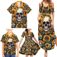 Shine Like A Sunflower Skull Family Matching Summer Maxi Dress and Hawaiian Shirt - Wonder Print Shop