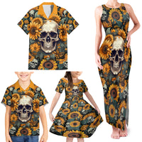 Shine Like A Sunflower Skull Family Matching Tank Maxi Dress and Hawaiian Shirt - Wonder Print Shop