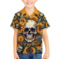 Shine Like A Sunflower Skull Family Matching Tank Maxi Dress and Hawaiian Shirt - Wonder Print Shop