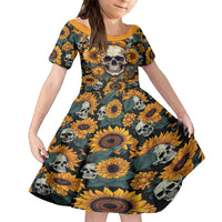 Shine Like A Sunflower Skull Kid Short Sleeve Dress - Wonder Print Shop