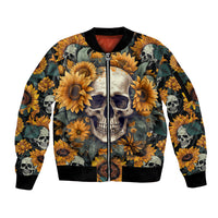 Shine Like A Sunflower Skull Sleeve Zip Bomber Jacket - Wonder Print Shop