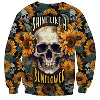Shine Like A Sunflower Skull Sweatshirt - Wonder Print Shop