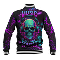 Music Is My Only Friend Skull Baseball Jacket - Wonder Print Shop