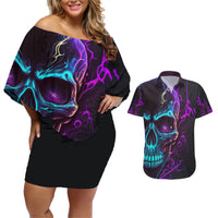 Music Is My Only Friend Skull Couples Matching Off Shoulder Short Dress and Hawaiian Shirt - Wonder Print Shop