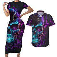 Music Is My Only Friend Skull Couples Matching Short Sleeve Bodycon Dress and Hawaiian Shirt - Wonder Print Shop