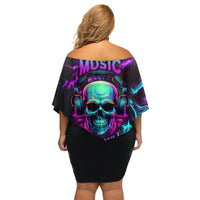 Music Is My Only Friend Skull Family Matching Off Shoulder Short Dress and Hawaiian Shirt - Wonder Print Shop