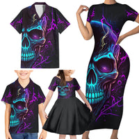 Music Is My Only Friend Skull Family Matching Short Sleeve Bodycon Dress and Hawaiian Shirt - Wonder Print Shop