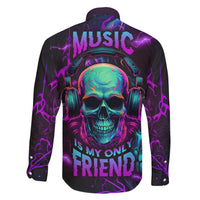 Music Is My Only Friend Skull Family Matching Short Sleeve Bodycon Dress and Hawaiian Shirt - Wonder Print Shop