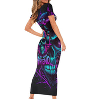 Music Is My Only Friend Skull Family Matching Short Sleeve Bodycon Dress and Hawaiian Shirt - Wonder Print Shop