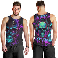 Music Is My Only Friend Skull Men Tank Top - Wonder Print Shop