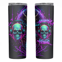 Music Is My Only Friend Skull Skinny Tumbler - Wonder Print Shop