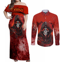 If Karma Doesn't Hit You Trust Me I Will Couples Matching Off Shoulder Maxi Dress and Long Sleeve Button Shirts - Wonder Print Shop