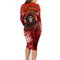 If Karma Doesn't Hit You Trust Me I Will Family Matching Long Sleeve Bodycon Dress and Hawaiian Shirt - Wonder Print Shop