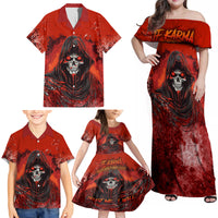 If Karma Doesn't Hit You Trust Me I Will Family Matching Off Shoulder Maxi Dress and Hawaiian Shirt - Wonder Print Shop