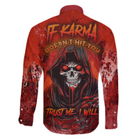 If Karma Doesn't Hit You Trust Me I Will Family Matching Off Shoulder Maxi Dress and Hawaiian Shirt - Wonder Print Shop