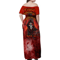 If Karma Doesn't Hit You Trust Me I Will Family Matching Off Shoulder Maxi Dress and Hawaiian Shirt - Wonder Print Shop