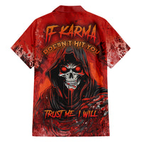 If Karma Doesn't Hit You Trust Me I Will Family Matching Off Shoulder Short Dress and Hawaiian Shirt - Wonder Print Shop