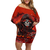 If Karma Doesn't Hit You Trust Me I Will Off Shoulder Short Dress - Wonder Print Shop