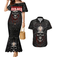 Be Careful Skull Couples Matching Mermaid Dress and Hawaiian Shirt - Wonder Print Shop