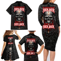 Be Careful Skull Family Matching Long Sleeve Bodycon Dress and Hawaiian Shirt - Wonder Print Shop