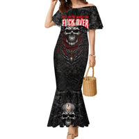 Be Careful Skull Family Matching Mermaid Dress and Hawaiian Shirt - Wonder Print Shop