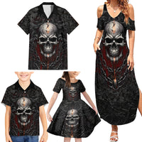 Be Careful Skull Family Matching Summer Maxi Dress and Hawaiian Shirt - Wonder Print Shop