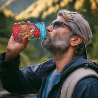 Azerbaijan Christmas 4 in 1 Can Cooler Tumbler with Santa Riding Horse Red Flame Motif and Blue Islamic Pattern Design - Wonder Print Shop