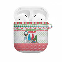 Azerbaijan Christmas AirPods Case with Baku Skyline Azerbaijan Flag and Red Green Snowflake Pattern Design - Wonder Print Shop