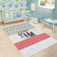 Azerbaijan Christmas Area Rug with Baku Skyline Azerbaijan Flag and Red Green Snowflake Pattern Design - Wonder Print Shop