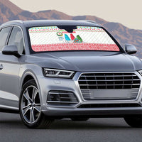 Azerbaijan Christmas Auto Sun Shade with Baku Skyline Azerbaijan Flag and Red Green Snowflake Pattern Design - Wonder Print Shop