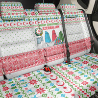 Azerbaijan Christmas Back Car Seat Cover with Baku Skyline Azerbaijan Flag and Red Green Snowflake Pattern Design - Wonder Print Shop