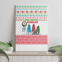 Azerbaijan Christmas Canvas Wall Art with Baku Skyline Azerbaijan Flag and Red Green Snowflake Pattern Design - Wonder Print Shop