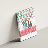 Azerbaijan Christmas Canvas Wall Art with Baku Skyline Azerbaijan Flag and Red Green Snowflake Pattern Design - Wonder Print Shop