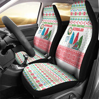 Azerbaijan Christmas Car Seat Cover with Baku Skyline Azerbaijan Flag and Red Green Snowflake Pattern Design - Wonder Print Shop